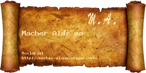 Macher Alóma névjegykártya